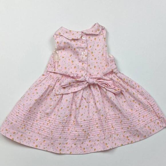 Laura Ashley Dress Baby Girls Size 6m Pink Floral Sundress Scalloped Collar - Picture 2 of 3